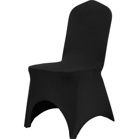 Mophorn Fundas para Sillas de Boda 50 Piezas Fundas para Sillas Negras Fundas para Sillas de Lycra Sillas Sin Brazos Poliester y Elastano Frente Arqueado Elástico Decoración de Celebración de Noche