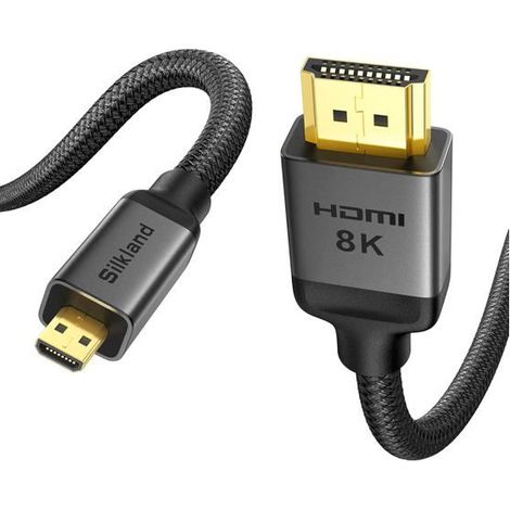 Câble Micro HDMI vers HDMI 0,3M-KAL-8K@60Hz,4K@120Hz,Nylon Tressé,48Gbps,HDR,eARC,Raspberry Pi/Photo/PC/TV (1/5)