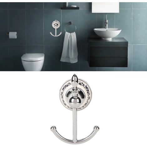 Patère double en porcelaine bleue et blanche de style européen, accessoire de salle de bain, style A (1/5)