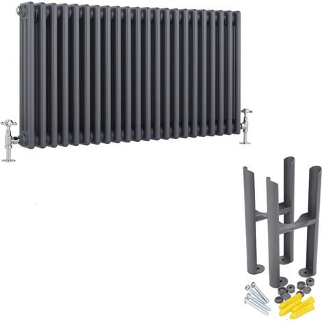 Hudson Reed Windsor - Radiateur Rétro Horizontal Triple Rang - Anthracite - 60cm x 99cm (1/5)
