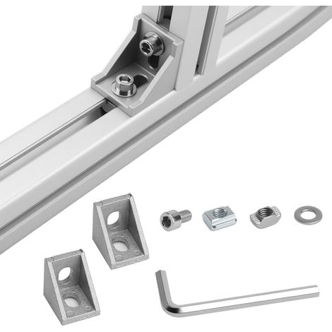 20 Profilés en Aluminium 20x20mm Profile Alu, Connecteur D'angle pour Profilé en Aluminium pour Renforcer les Portes, les Fenêtres, les Etagères, les Etablis (1/5)