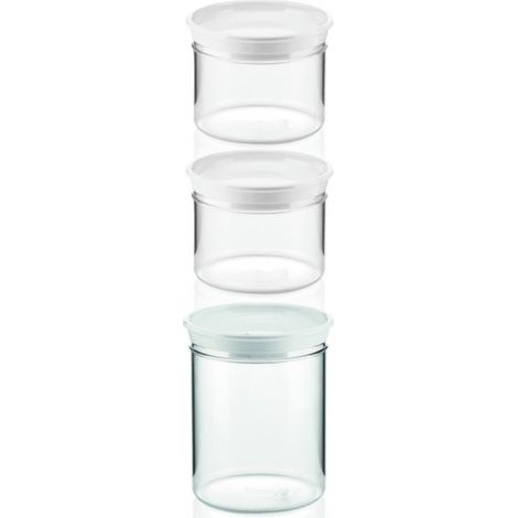 Set de 3 bocaux avec couvercle blanc 500x500x1000