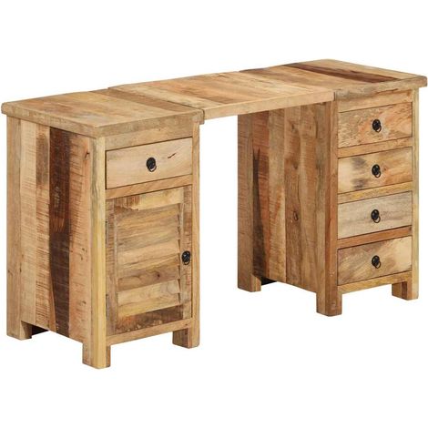 vidaXL Bureau à caissons Bois de manguier massif 140x50x77 cm (1/5)