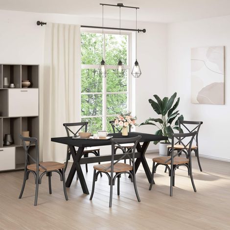vidaXL Tavolo da pranzo NOAIN 160 cm Legno Massello di Pino Nero