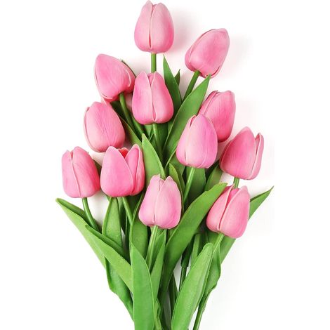 Lot de 12 tulipes artificielles - Compositions artificielles éclatantes pour la décoration de la maison, du bureau et des mariages, parfaites pour la décoration de table-AquaForge (1/5)