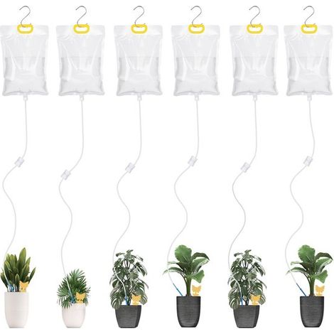 Sistema di irrigazione a goccia - Adatto per uso interno ed esterno - Set da 6 pezzi - Favorisce una crescita sana delle piante - Ideale per le vacanze (1/5)