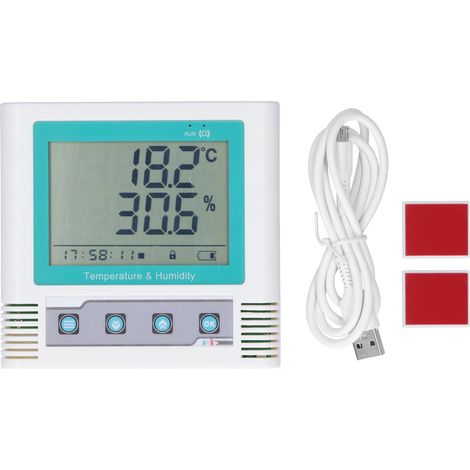 Enregistreur de température et d'humidité USB avec écran LCD, capteur haute précision, stockage 2,08 millions de données, alarme (1/5)