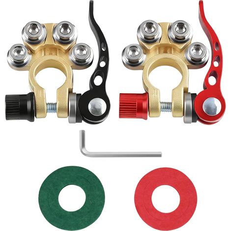 Cosses de Batterie à Serrage Rapide Voies, Cosse Batterie Voiture à Verrouillage Rapide, Connecteur de Type SAE/JIS A, Bornes Positives et Négatives, pour Voiture Moto Camion Navire (1/5)
