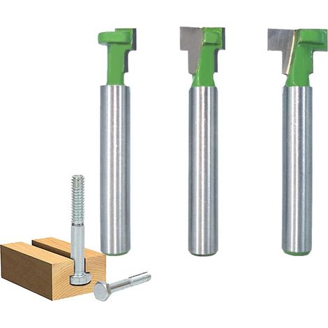 Schlüsselloch-Fräser-Set, 6,35 mm (1/4 Zoll) Schaft, 5/16, 3/8 und 1/2 Zoll Klingendurchmesser für Holz-Sechskantschrauben