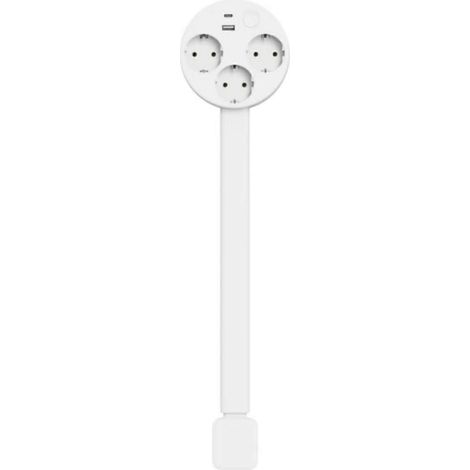 Multiprise murale réglable avec ports USB A et C, prises pivotantes à 180°, solution idéale pour organiser votre espace multimédia et le désencombrer. Prise UE. (1/4)