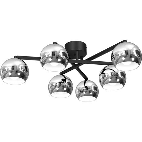 [GEBRAUCHT] B-Ware Luminex Deckenleuchte Jano Deckenlampe Deckenlicht Schwarz/Chrom Sechsflammig