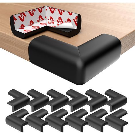 Lot de 12 Coin de Table Protection Bebe, Protege Coin de Bebe avec Colle Solide, Mousse Souple, Protection Angle pour Meubles et Endroits Pointus, Noir (1/5)