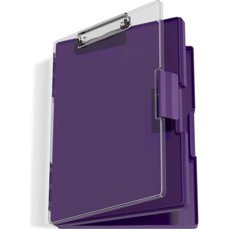 Porte-bloc avec rangement, porte-bloc d'allaitement avec ouverture latérale, porte-bloc robuste avec boîte de rangement à double compartiment, écriture lisse pour le travail, Pourpre (1/5)