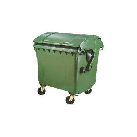 Contenedor basurero plástico 1,1m3 tapa redondeado azul