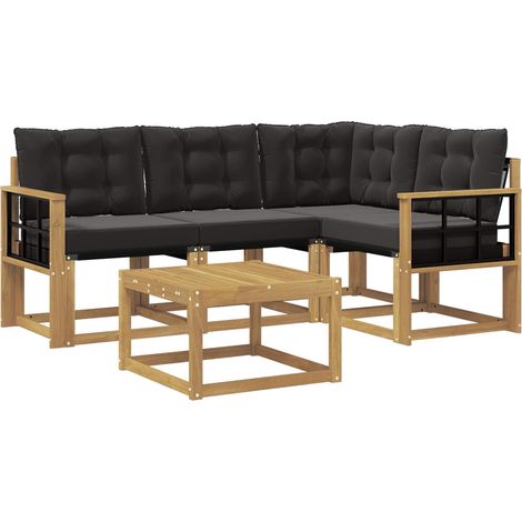 Outdoor Sofa Set with Cushion 5 pcs White and Black vidaXL