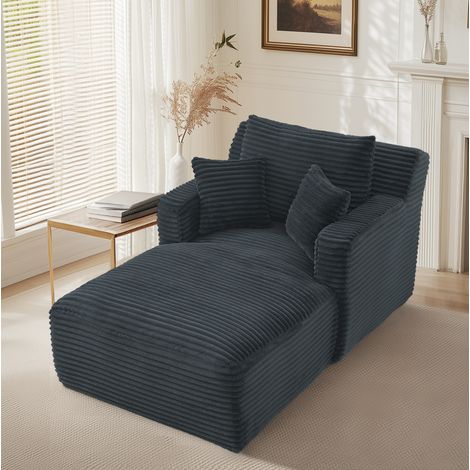 Chaiselongue 166x100x82 cm en tissu côtelé gris foncé, gain de place pour salon FloraGrace (1/5)