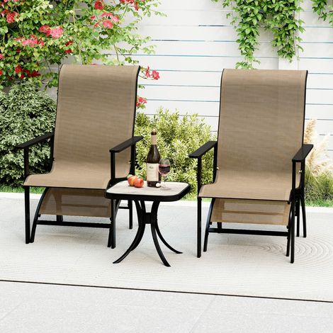 Ensemble de 5 Pièces de Chaises Adirondack Chaises de Salon d'Extérieur avec Ottomans et Table d'Appoint Mobilier de Conversation Marron (1/3)