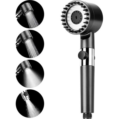 CCYKXAPommeau de douche haute pression avec 4 modes, pommeau de douche réglable, économie d'eau, pommeau de douche avec interrupteur, bouton d'arrêt d'eau (1/5)