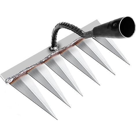 Rateau Jardin, Outillage de Jardin, Rateau de Désherbage Outils Jardinage, Rateau Gazon Scarificateur Manuel 6 Dents en Acier, Houe Jardinage, pour Désherbage/Ameublissement du Sol/Semis (sans Bâton) (1/5)