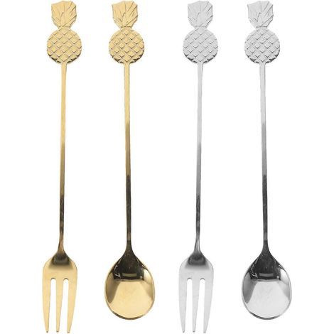 Teelöffel, Teelöffel mit ananasförmigem Griff, Eisgabel – 14,5 x 1,5 cm (1/3)
