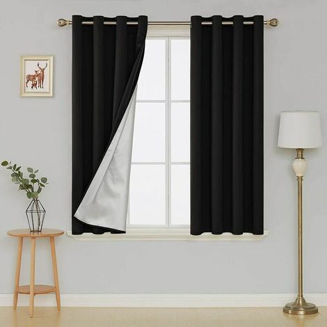 Rideau noir 52 63 (132cm 160cm) une pièce [environ 549 grammes] 2 tissus de couleur unie ombrage (1/5)