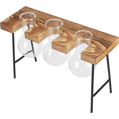 Holzständer für Hydrokultur-Glasvasen – 3 Flaschen – Dekoration für drinnen, Büro und Garten (1/5)