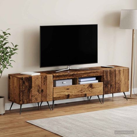 vidaXL Mueble de TV LED BREDA 3 uds. Madera envejecida (1/5)