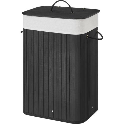 Panier à linge en bambou pliable avec sac amovible lavable – Résistant à la pression et à la déformation – Rangement facile (1/5)