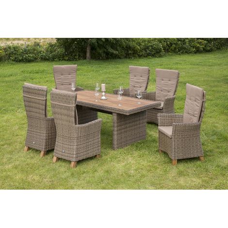 Toskana Set 13tlg 6 Hochlehner Kissen Tisch 185x90cm