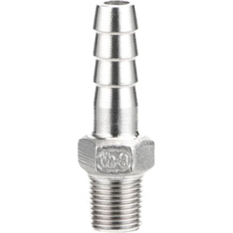 Male Thread Pipe Fitting Barb Pipe Tail Fitting Connector Barbed Pipe Fitting Thread Adapter Stainless Steel Pipe Tail (1/8" x 8mm) (1/5)