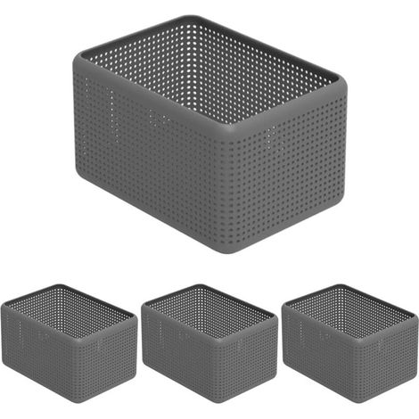Cesto portaoggetti da 13 litri, in plastica PP senza BPA, colore antracite, dimensioni 32,6 x 23,8 x 18,8 cm (set da 4) (1/4)