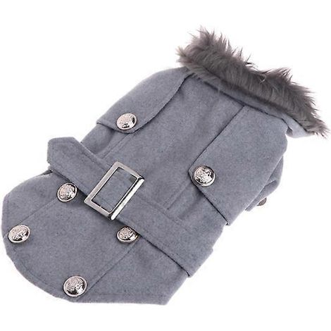 Manteau d'hiver pour petit chien, vêtement chaud et confortable pour temps froid, race mini, gris, taille S. (1/4)