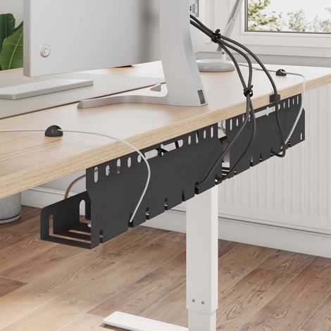 vidaXL Plateau de gestion de câbles sous le bureau 2 pc Noir (1/5)