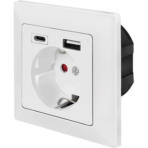 LOGILINK PA0262 - PRISE ENCASTRÉE AVEC 1 PRISE DE TERRE (CEE 7/3), 1 PORT USB-A, 1 PORT USB-C (1/5)