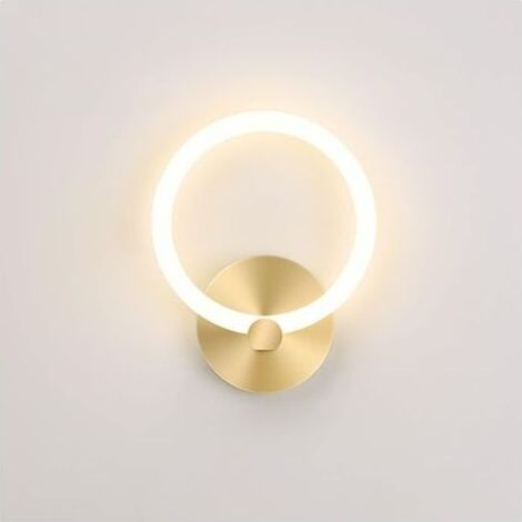 Applique murale LED intérieure ronde 19cm – Or moderne – 10W 3000K blanc chaud – Fer forgé et acrylique – Résistante à la rouille (1/4)