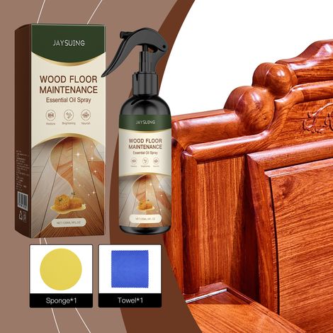Pflegeölspray für Holzböden – Spendet Feuchtigkeit, reinigt und betont die Holzmaserung – 120 ml + Tuch + Schwamm -- BIEMMEDUE (1/5)