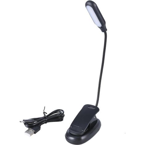 Lampe de bureau à pince LED avec 3 niveaux de luminosité réglables, 3 modes d'éclairage et bras flexible pour la lecture au chevet. (1/4)