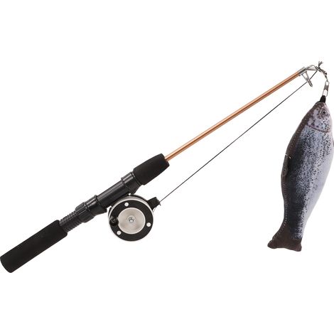 Canne à pêche interactive rétractable pour chat, jouet avec simulation de poisson pour chats (saumon) (1/5)