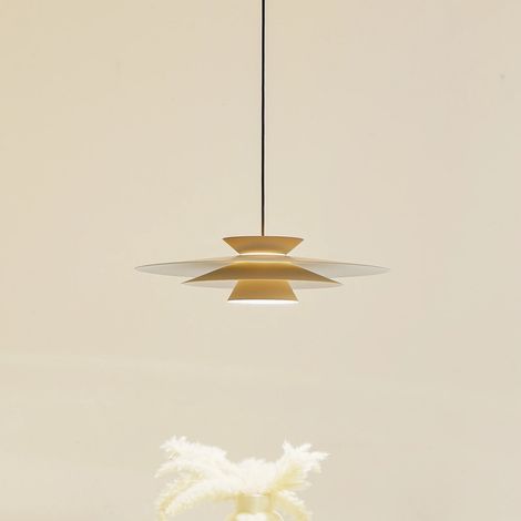 [GEBRAUCHT] Lucande LED-Pendelleuchte Livie Hängeleuchte Hängelampe beige Aluminium Ø 50 cm (1/2)