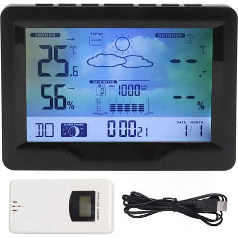 Horloge météo avec affichage température et humidité, réveil avec prévisions pour la maison. (1/5)