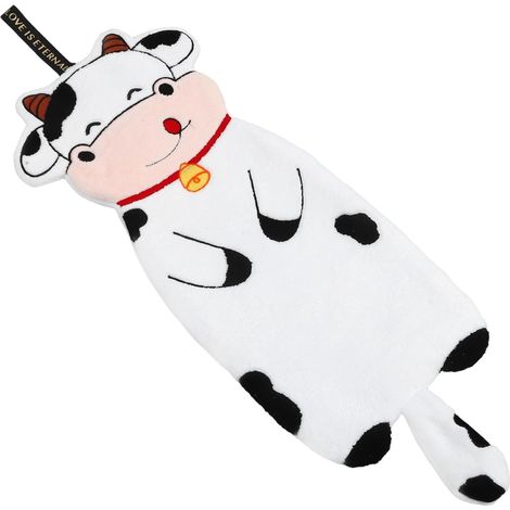 Serviette à suspendre à motif animal de dessin animé avec vache, serviette décorative absorbante pour le visage et les invités (1/5)