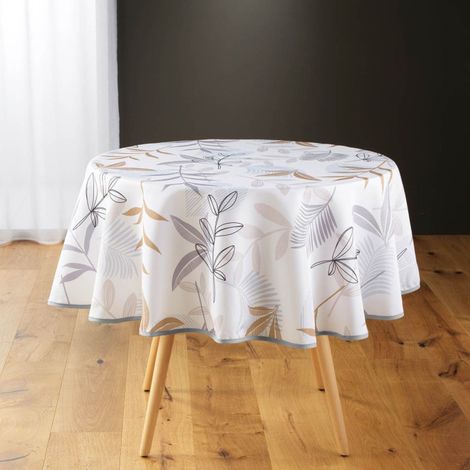 Nappe Ronde Imprimé "Miraline" 180cm Blanc (1/3)
