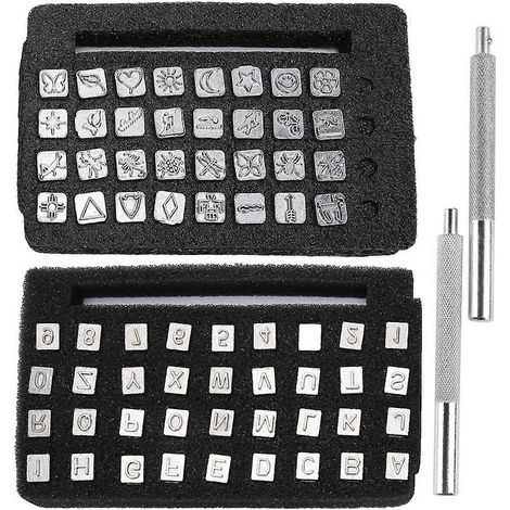 Outil de perforation en alliage de zinc pour cuir, idéal pour l'impression artisanale (lettres, chiffres, insectes, 6 mm). (1/4)