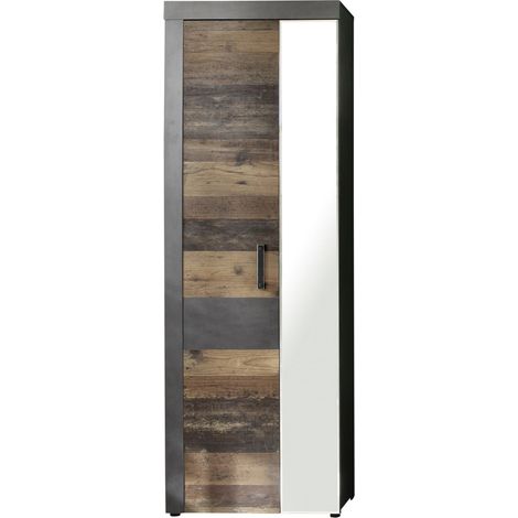 Irwin Armoire 2 portes, finition Matera, gris, style vieux bois. (1/3)