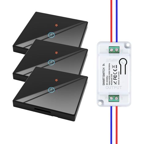 RF433 Wireless Switch Kit, 230V Wireless Transmitter Security Switch and Receiver Controller, 10A Wireless Switch, Wall Light Switch, Switch (1/5)