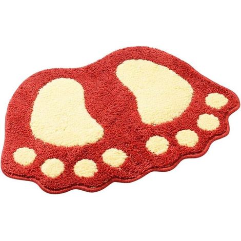 Tapis de bain antidérapant Paramount City, tapis de douche et de salle de bain, grand tapis shaggy absorbant, paillasson (40 x 60 cm, rouge) (1/5)