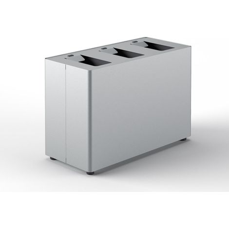 Pattumiera a 3 Scomparti Totale 72 L 71,5x33x49 cm con Contenitori Interni in Acciaio Verniciato Grigio