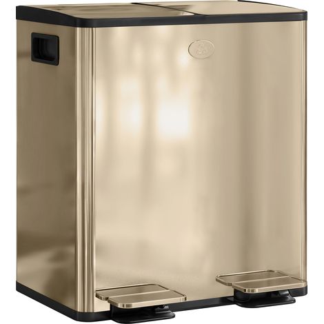 40L Dual Compartment Stainless Steel Bin-  Deodoriser Holders -- Gold Tone (1/5)