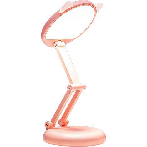LED Desk Lamp, Eye Protection, 3 Lighting Modes, Touch Control, USB, Rechargeable Battery, Foldable, Pink