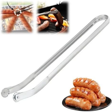 Pair Pince à saucisses rotative pour barbecue pour retourner steak viande et légumes accessoire de grillade polyvalent (Lot de 1) (1/5)